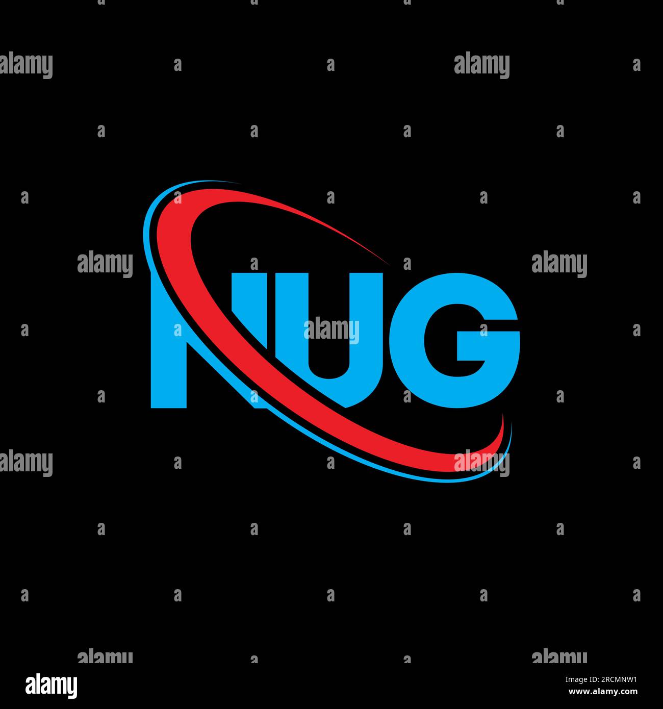 NUG-Logo. Ein Brief. Logo mit NUG-Buchstaben. Initialen NUG Logo verbunden mit Kreis und Monogramm-Logo in Großbuchstaben. NUG-Typografie für Technologie, Geschäfte Stock Vektor
