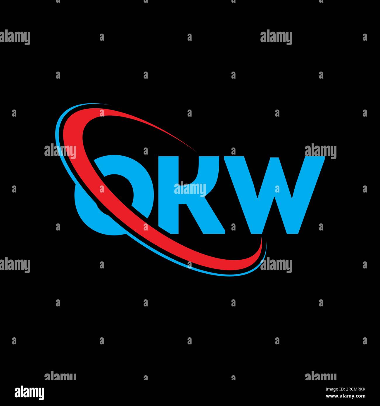 OKW-Logo. OKW-Brief. Logo mit OKW-Buchstaben. Initialen OKW-Logo, verbunden mit einem Kreis und einem Monogramm-Logo in Großbuchstaben. OKW-Typografie für Technologie, Unternehmen Stock Vektor