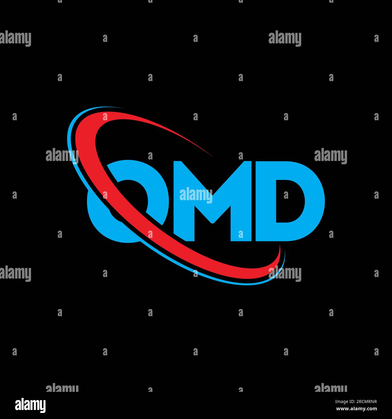 OMD-Logo. OMD-Brief. OMD-Logo mit Buchstaben. Initialen OMD-Logo, verbunden mit einem Kreis und einem Monogramm-Logo in Großbuchstaben. OMD-Typografie für Technologie, Unternehmen Stock Vektor