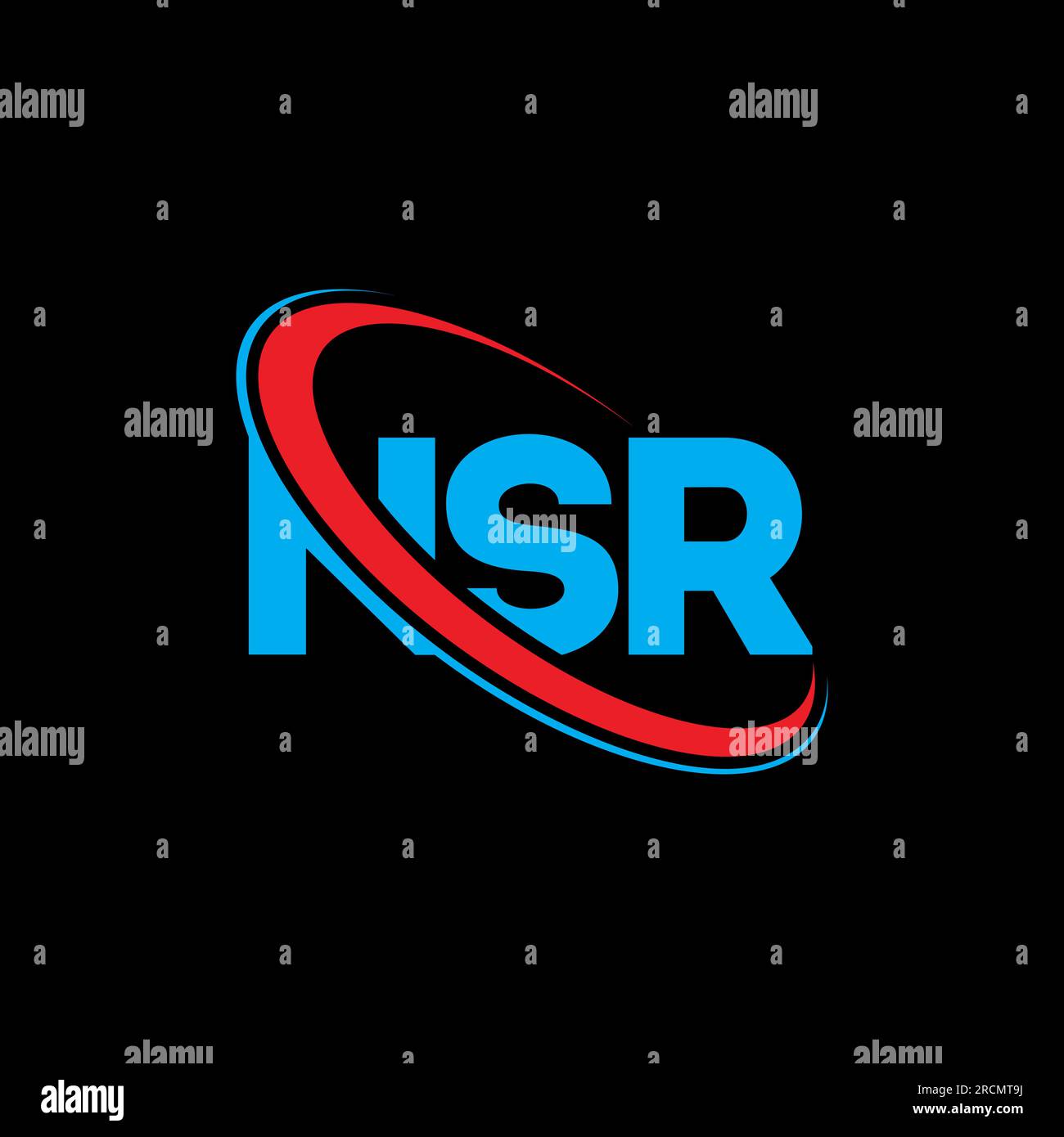 NSR-Logo. NSR-Brief. Logo mit NSR-Buchstaben. Initialen NSR-Logo, verbunden mit einem Kreis und einem Monogramm-Logo in Großbuchstaben. NSR-Typografie für Technologie, Geschäfte Stock Vektor