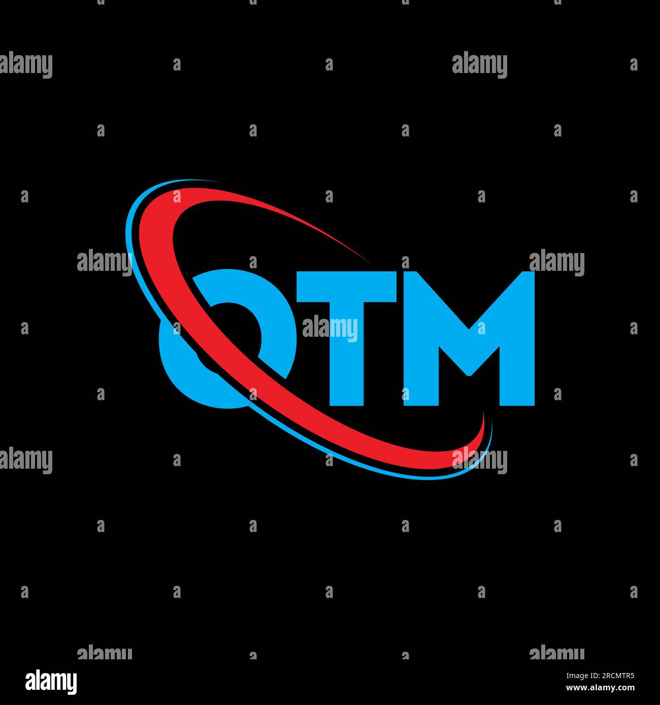 OTM-Logo. OTM-Brief. Logo mit OTM-Buchstaben. Initialen OTM-Logo, verbunden mit einem Kreis und einem Monogramm-Logo in Großbuchstaben. OTM-Typografie für Technologie, Unternehmen Stock Vektor