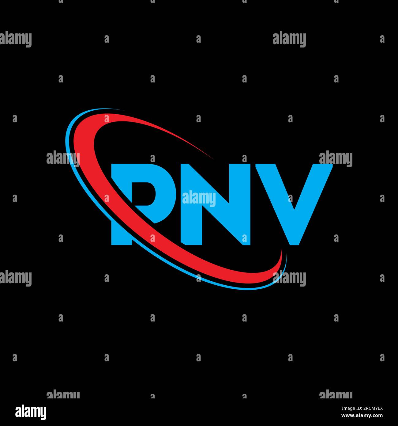 PNV-Logo. PNV-Buchstabe. Logo mit PNV-Buchstaben. Initialen PNV-Logo, verbunden mit einem Kreis und einem Monogramm-Logo in Großbuchstaben. PNV-Typografie für Technologie, Geschäfte Stock Vektor
