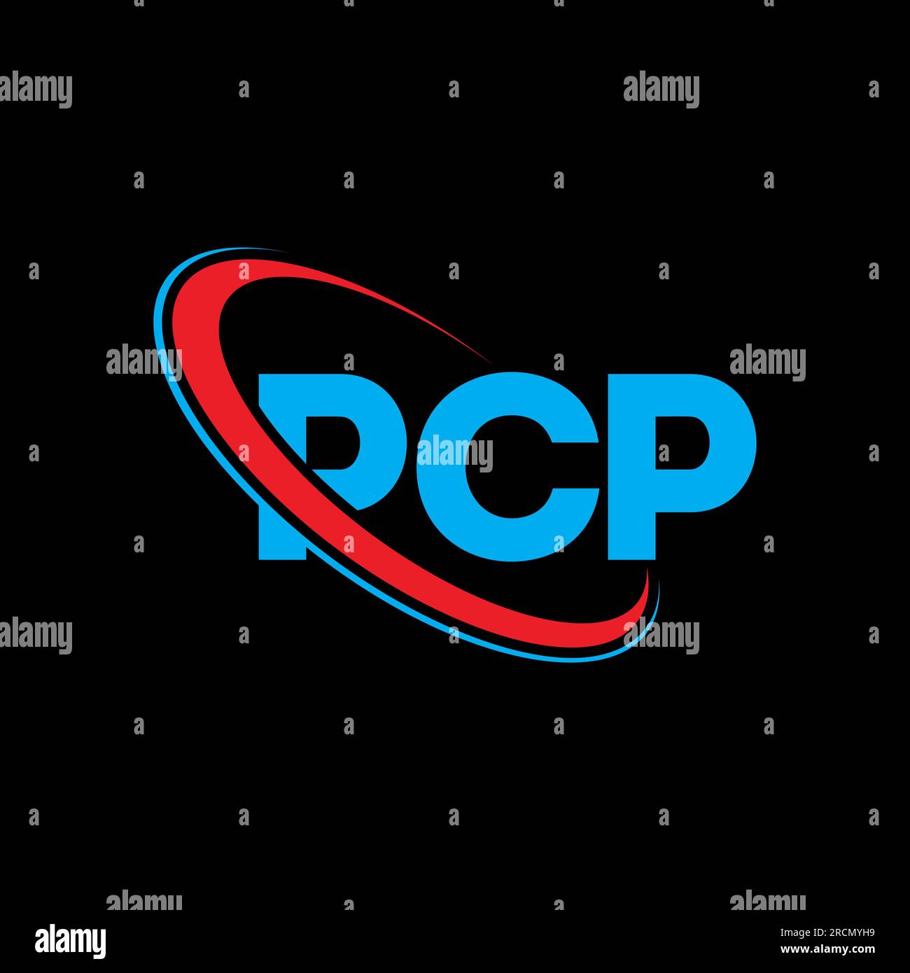PCP-Logo. PCP-Brief. PCP-Logo. Initialen PCP-Logo, verbunden mit einem Kreis und einem Monogramm-Logo in Großbuchstaben. PCP-Typografie für Technologie, Geschäfte Stock Vektor