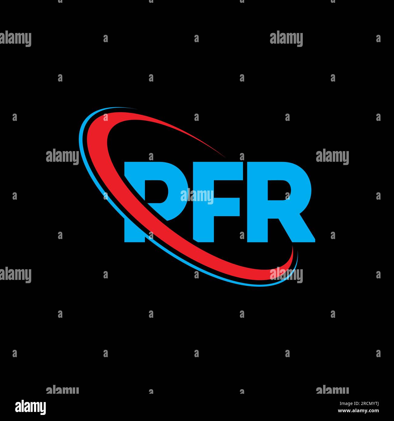 PFR-Logo. PFR-Buchstabe. Logo mit PFR-Buchstaben. Initialen PFR-Logo, verbunden mit einem Kreis und einem Monogramm-Logo in Großbuchstaben. PFR-Typographie für Technologie, Unternehmen Stock Vektor