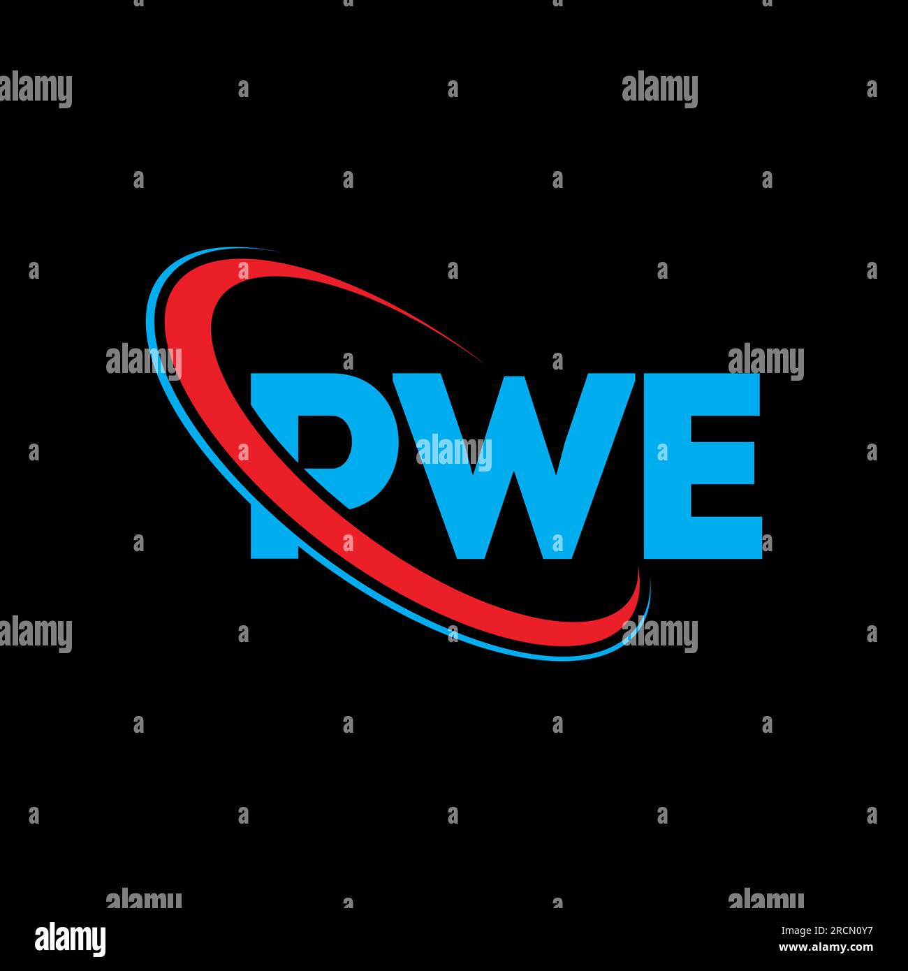 PWE-Logo. PWE-Brief. Logo mit PWE-Buchstaben. Initialen PWE-Logo, verbunden mit einem Kreis und einem Monogramm-Logo in Großbuchstaben. PWE-Typografie für Technologie, Unternehmen Stock Vektor