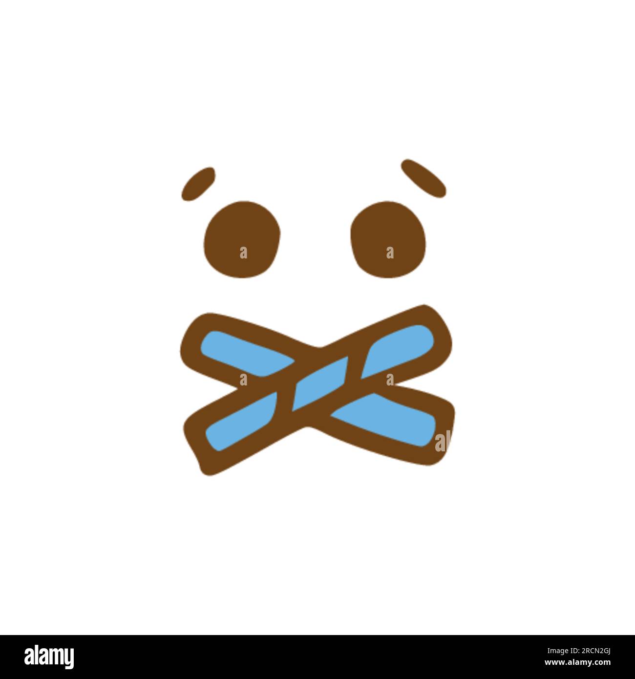 Gesicht mit geschlossenem Mund Doodle-Symbol. Emoticon im handgezeichneten Stil isoliert auf weißem Hintergrund Stock Vektor