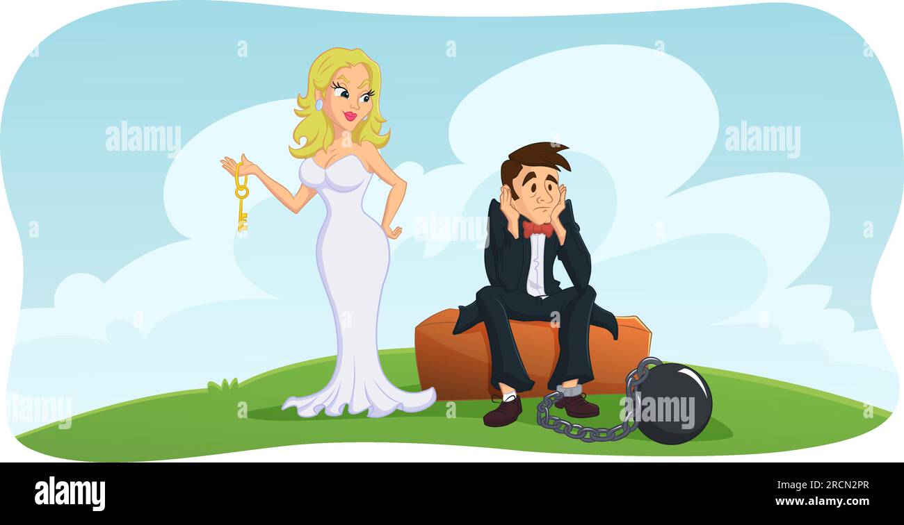 Cartoon-Vektordarstellung von Ehe-Ketten auf Lebenszeit Stock Vektor