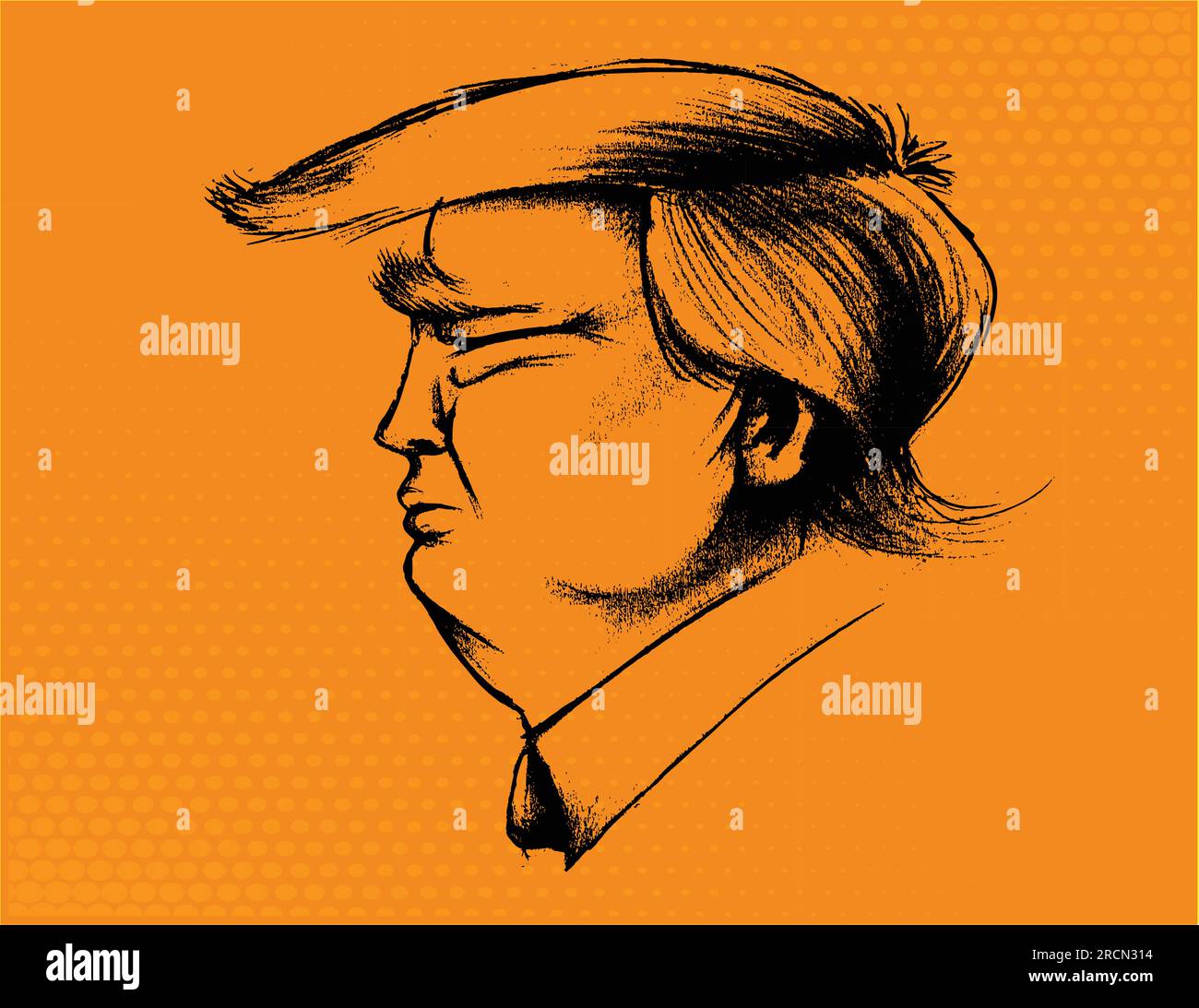 Karikaturvektordarstellung einer Trump-Seitenprofilkarikatur Stock Vektor