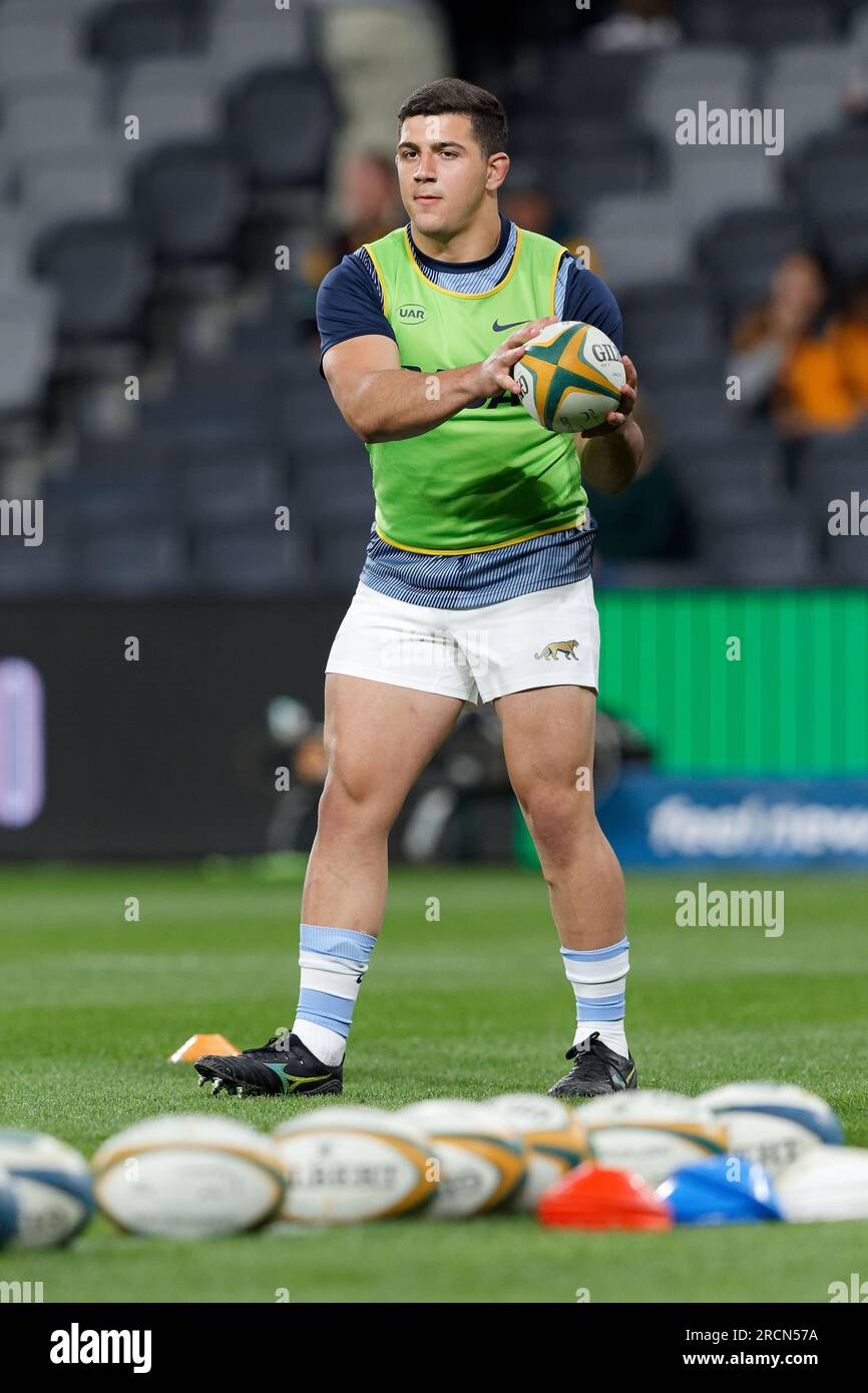 Sydney, Australien. 15. Juli 2023. Argentinischer Spieler wärmt sich vor dem eToro Rugby Championship 2023-Spiel zwischen Australien und Argentinien im CommBank Stadium am 15. Juli 2023 in Sydney, Australien auf. Guthaben: IOIO IMAGES/Alamy Live News Stockfoto