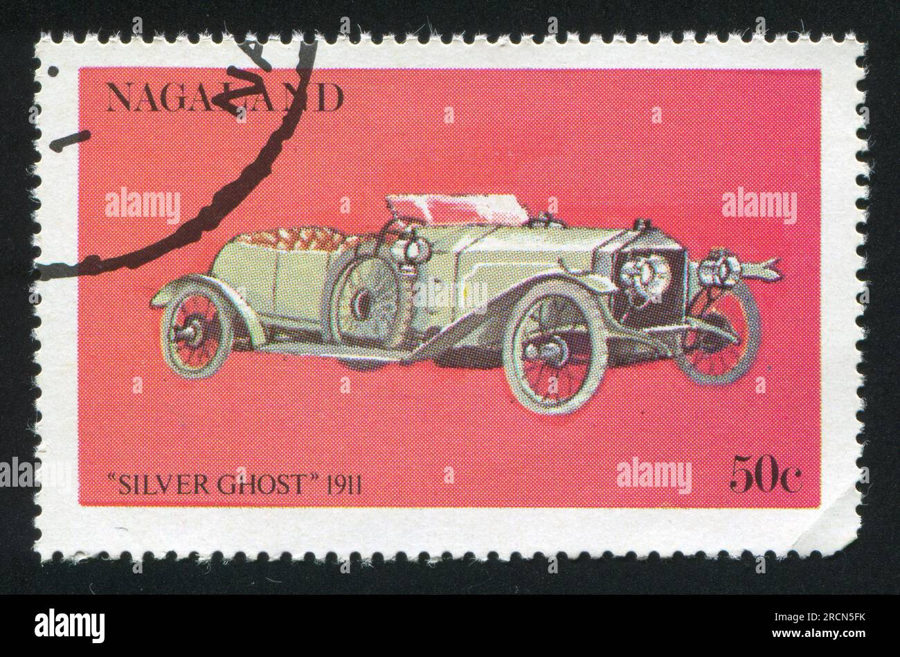 NAGALAND - CIRCA 1972: Stempel gedruckt von Nagaland, zeigt Silver Ghost Auto, circa 1972 Stockfoto