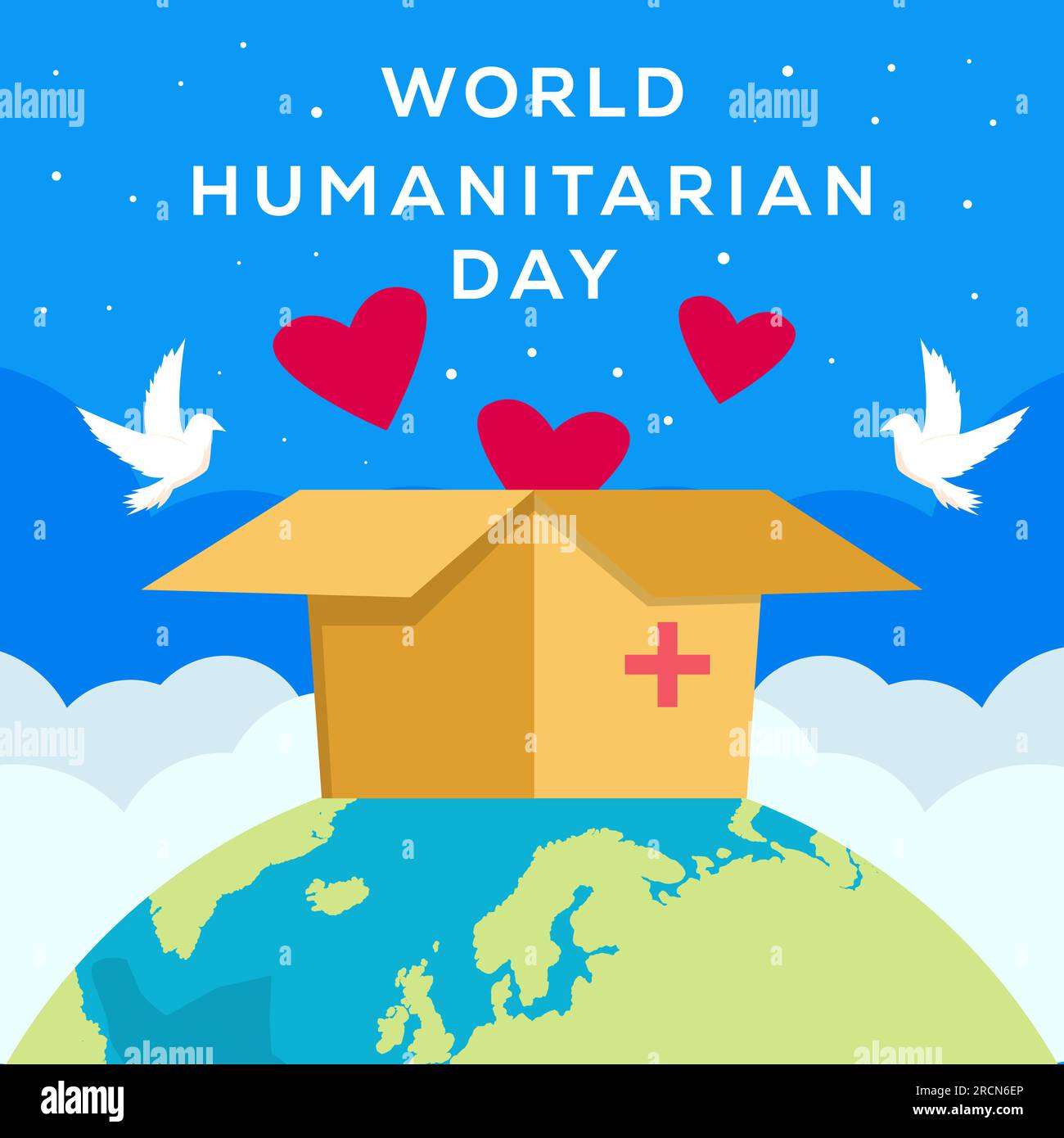 vector World Humanitarian Day in Flachdesign Illustration Stock Vektor