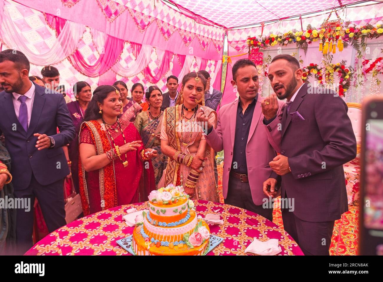 Indianerhochzeit im Himalaya Stockfoto