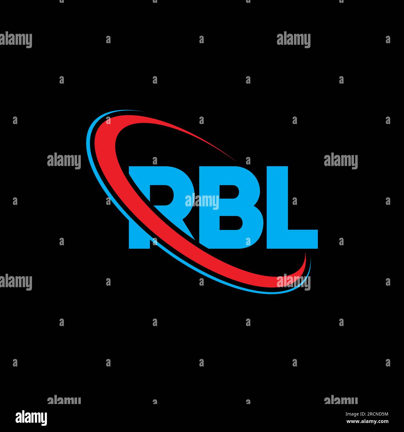 RBL-Logo. RBL-Buchstabe. Logo mit RBL-Buchstaben. Initialen RBL Logo verbunden mit Kreis und Monogramm-Logo in Großbuchstaben. RBL-Typografie für Technologie, Geschäfte Stock Vektor