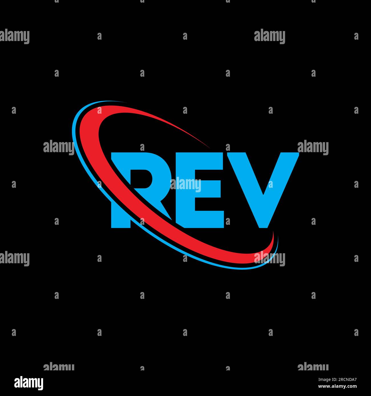 REV-Logo. REVISIONSBRIEF. LOGO mit DEM BUCHSTABEN „REV“. Initialen REV Logo verbunden mit Kreis und Monogramm-Logo in Großbuchstaben. REVOLUTIONSHYPOGRAFIE für Technologie, Unternehmen Stock Vektor