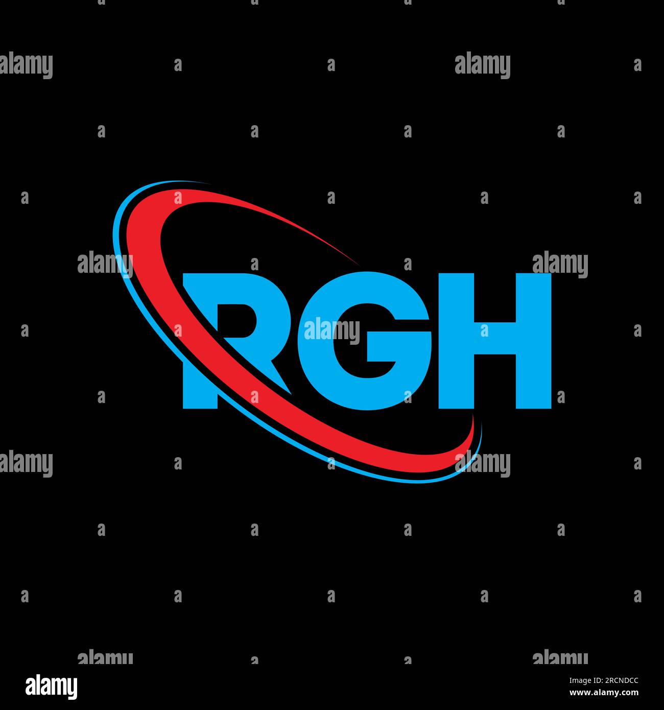 RGH-Logo. RGH-Brief. Logo mit RGH-Buchstaben. Initialen RGH-Logo, verbunden mit Kreis und Monogramm-Logo in Großbuchstaben. RGH-Typografie für Technologie, Unternehmen Stock Vektor