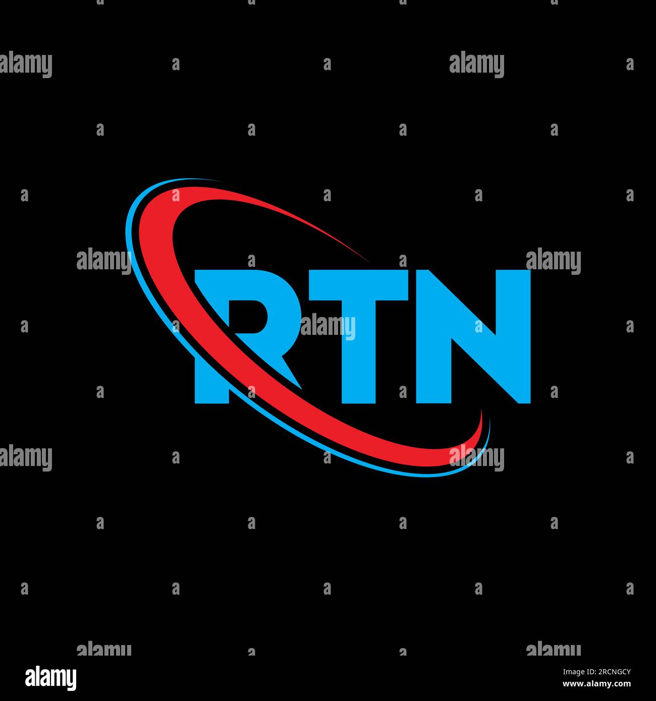 RTN Logo. BRIEF ZURÜCKSENDEN. LOGO MIT BUCHSTABEN VON RET. Initialen RTN-Logo, verbunden mit einem Kreis und einem Monogramm-Logo in Großbuchstaben. RTN Typografie für Technologie, Geschäfte Stock Vektor