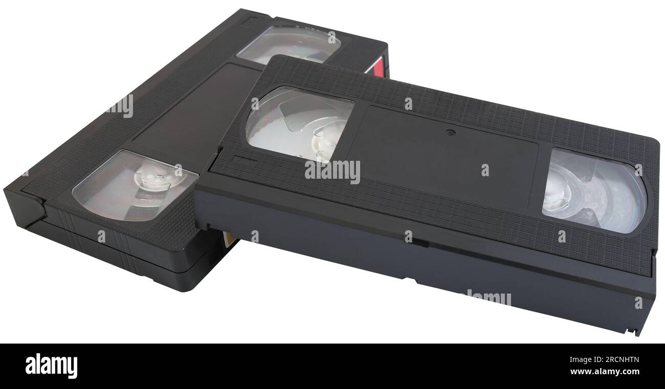 Alte Videokassetten-Nahaufnahme und isoliert Stockfoto