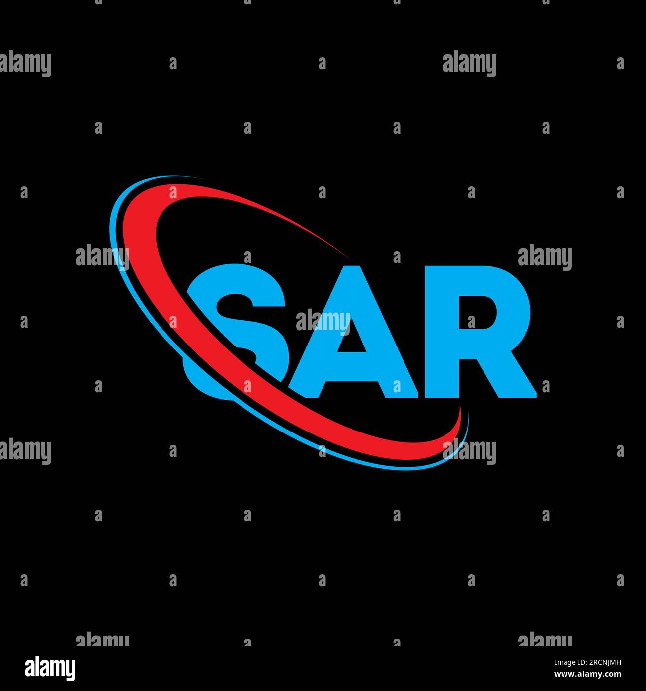 SAR-Logo. SAR-Buchstabe. Logo mit SAR-Buchstaben. Initialen SAR-Logo verbunden mit Kreis und Monogramm-Logo in Großbuchstaben. SAR-Typografie für Technologie, Geschäfte Stock Vektor