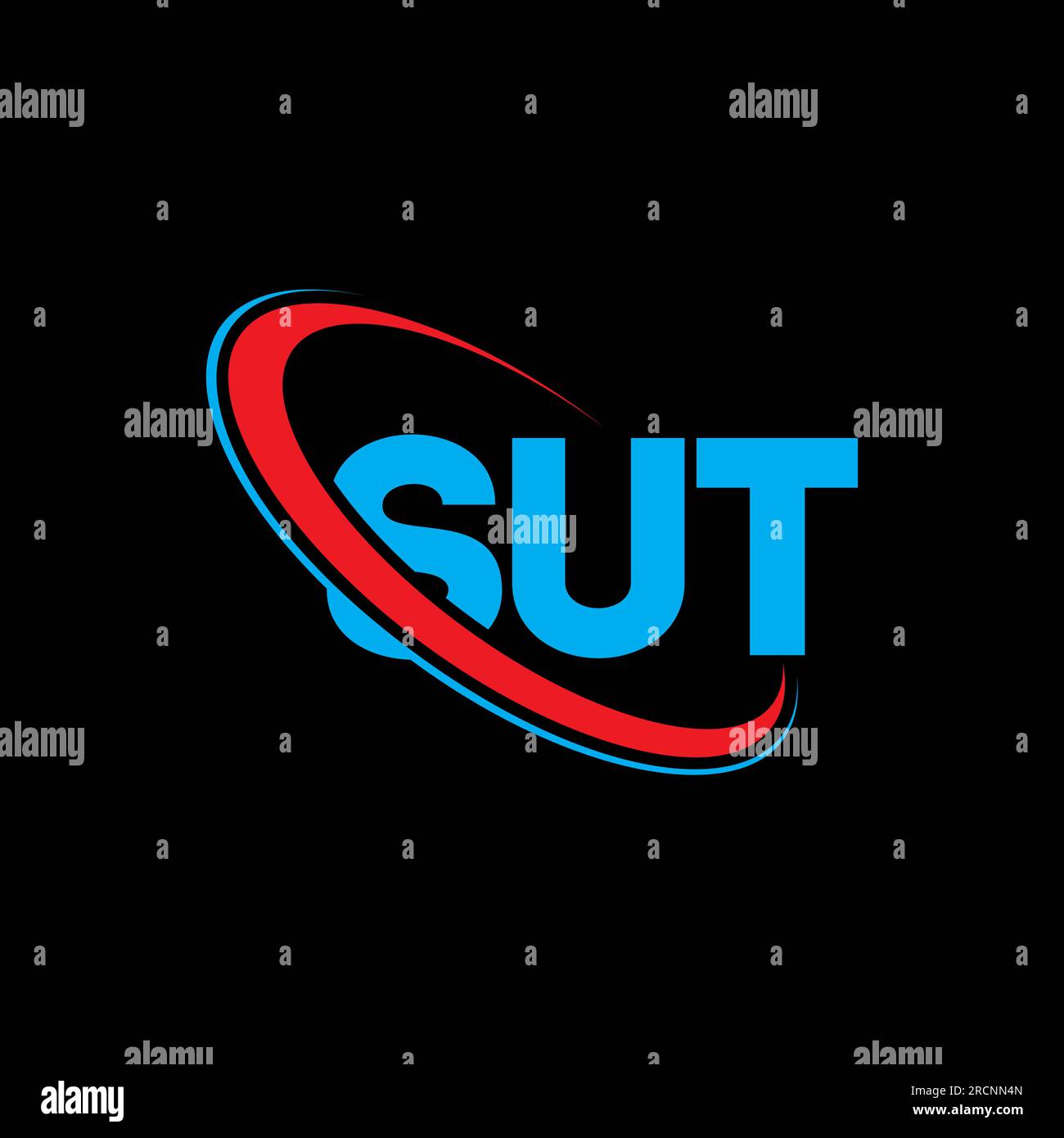 SUT-Logo. SUT-Brief. Logo mit SUT-Buchstaben. Initialen SUT Logo verbunden mit Kreis und Monogramm-Logo in Großbuchstaben. SUT-Typographie für Technologie, Geschäfte Stock Vektor
