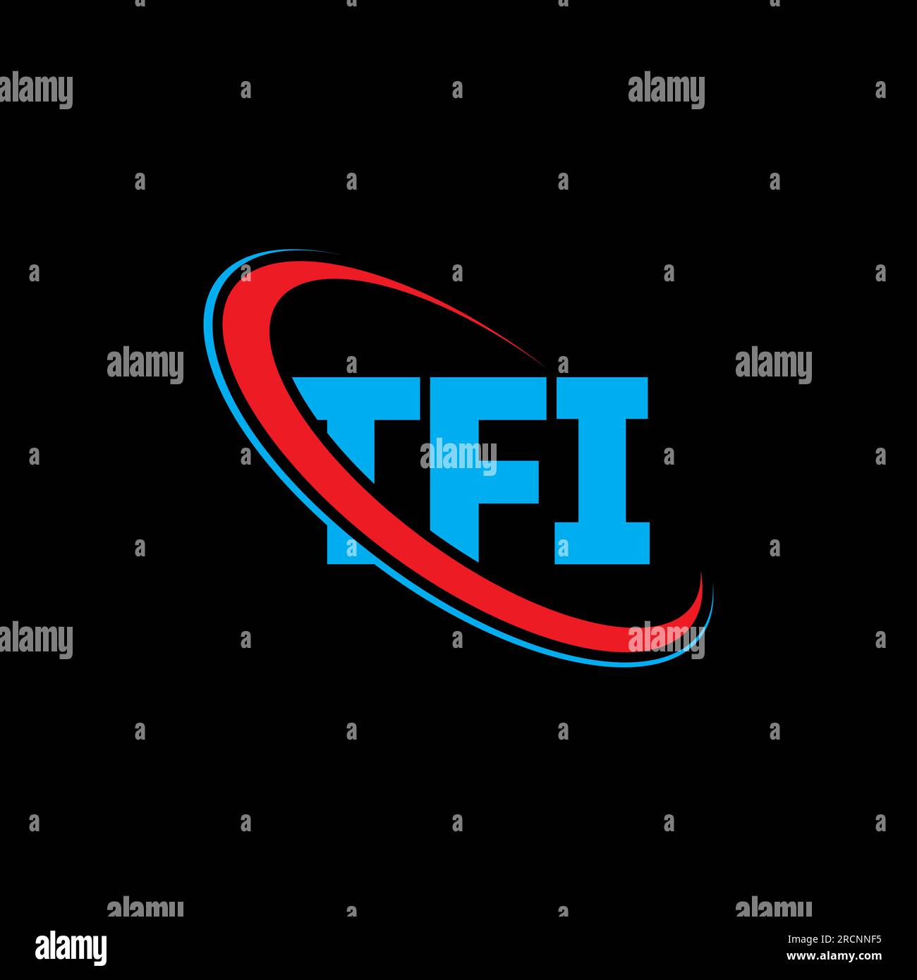 TFI-Logo. TFI-Brief. Logo mit TFI-Buchstaben. Initialen TFI-Logo, verbunden mit einem Kreis und einem Monogramm-Logo in Großbuchstaben. TFI-Typografie für Technologie, Geschäfte Stock Vektor