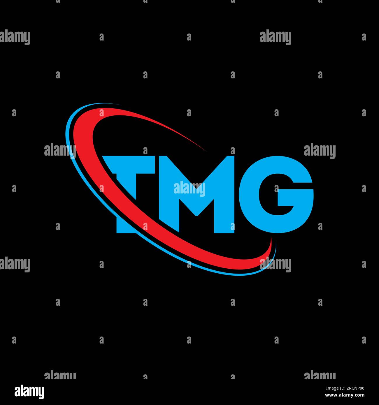 TMG-Logo. TMG-Brief. Logo des TMG-Buchstabens. Initialen TMG-Logo, verbunden mit einem Kreis und einem Monogramm-Logo in Großbuchstaben. TMG-Typographie für Technologie, Unternehmen Stock Vektor