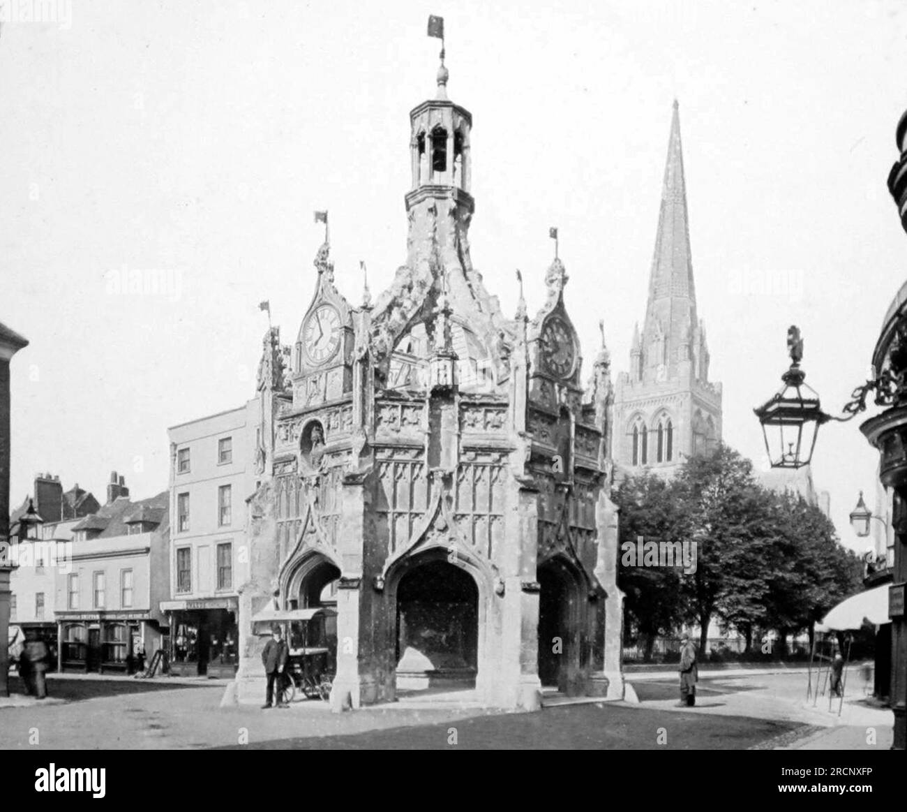 Chichester Cross und Cathdedral, viktorianische Zeit Stockfoto