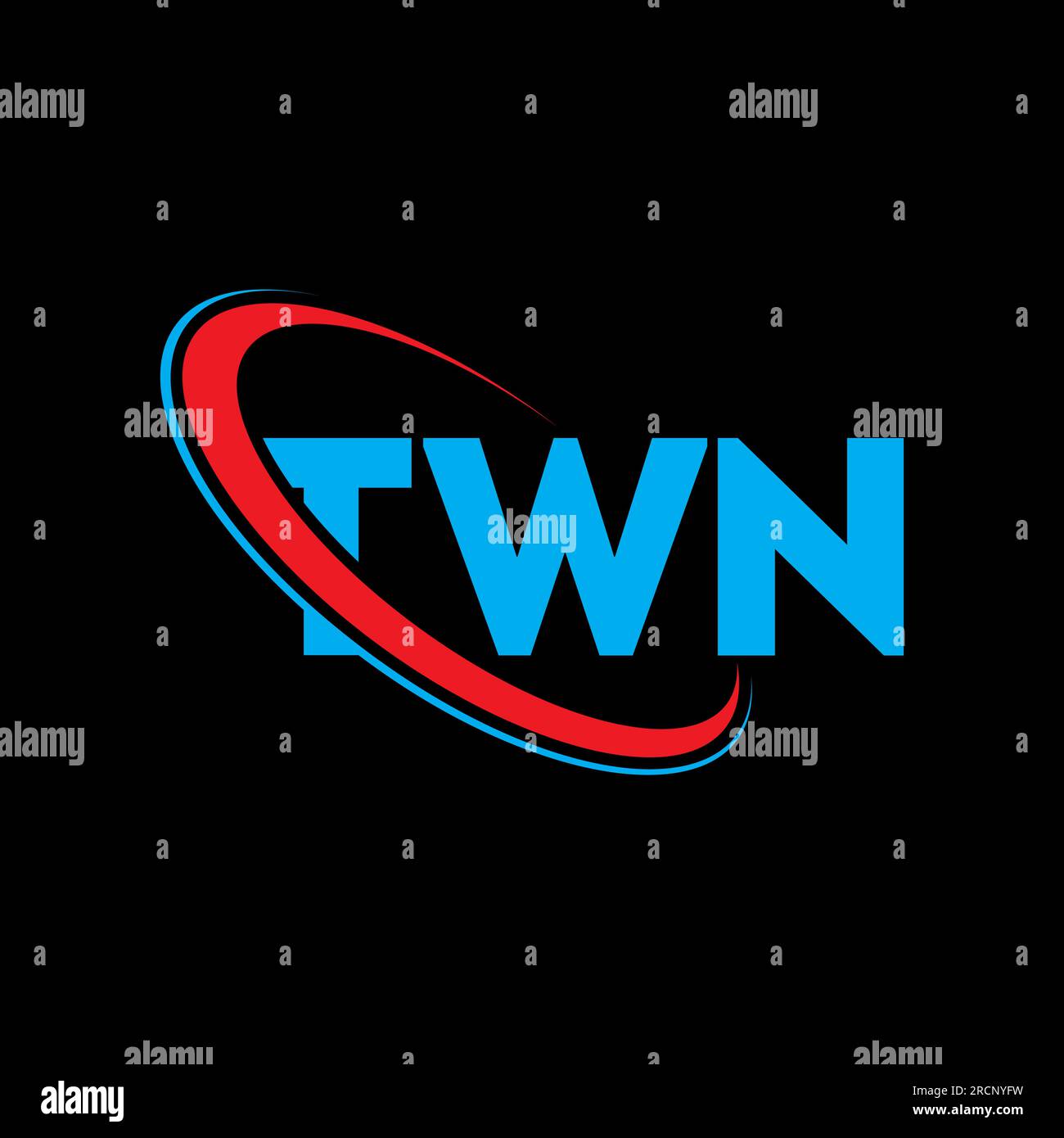 TWN-Logo. TWN-Brief. Logo mit TWN-Buchstaben. Initialen TWN Logo verbunden mit Kreis und Monogramm-Logo in Großbuchstaben. TWN-Typografie für Technologie, Unternehmen Stock Vektor