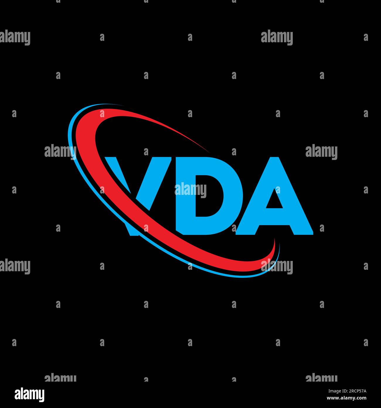 VDA-Logo. VDA-Brief. VDA-Logo-Design. Initialen VDA-Logo, verbunden mit Kreis und Monogramm-Logo in Großbuchstaben. VDA-Typografie für Technologie, Geschäfte Stock Vektor