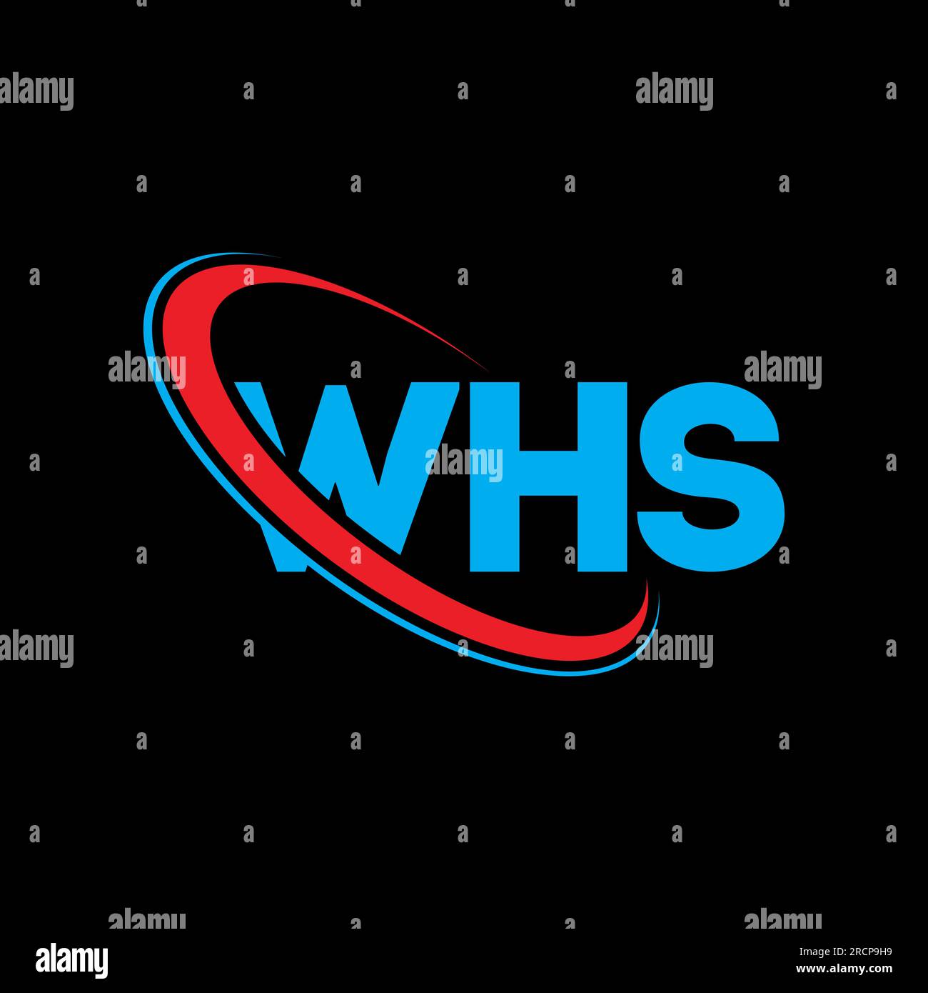 WHS-Logo. WHS-Brief. Logo mit WHS-Buchstaben. Initialen WHS-Logo, verbunden mit einem Kreis und einem Monogramm-Logo in Großbuchstaben. WHS-Typografie für Technologie, Geschäfte Stock Vektor