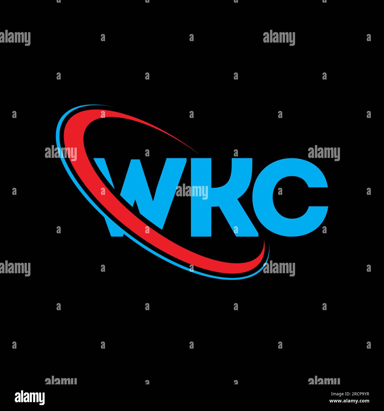 WKC-Logo. WKC-Brief. Logo mit WKC-Buchstaben. Initialen WKC-Logo, verbunden mit einem Kreis und einem Monogramm-Logo in Großbuchstaben. WKC-Typografie für Technologie, Unternehmen Stock Vektor