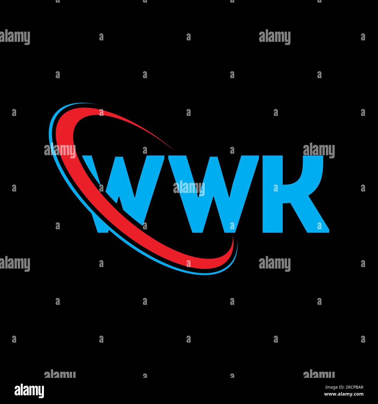 WWK-Logo. WWK-Brief. WWK-Logo mit Buchstaben. Initialen WWK-Logo, verbunden mit einem Kreis und einem Monogramm-Logo in Großbuchstaben. WWK-Typografie für Technologie, Unternehmen Stock Vektor