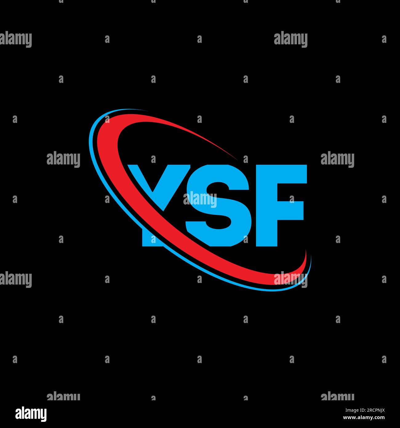 YSF-Logo. YSF-Brief. Logo mit YSF-Buchstaben. Initialen YSF-Logo, verbunden mit einem Kreis und einem Monogramm-Logo in Großbuchstaben. YSF-Typografie für Technologie, Geschäfte Stock Vektor