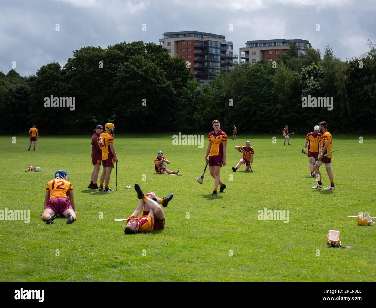 Ein Spieler, der sich vor einem Spiel aufwärmt. Stockfoto