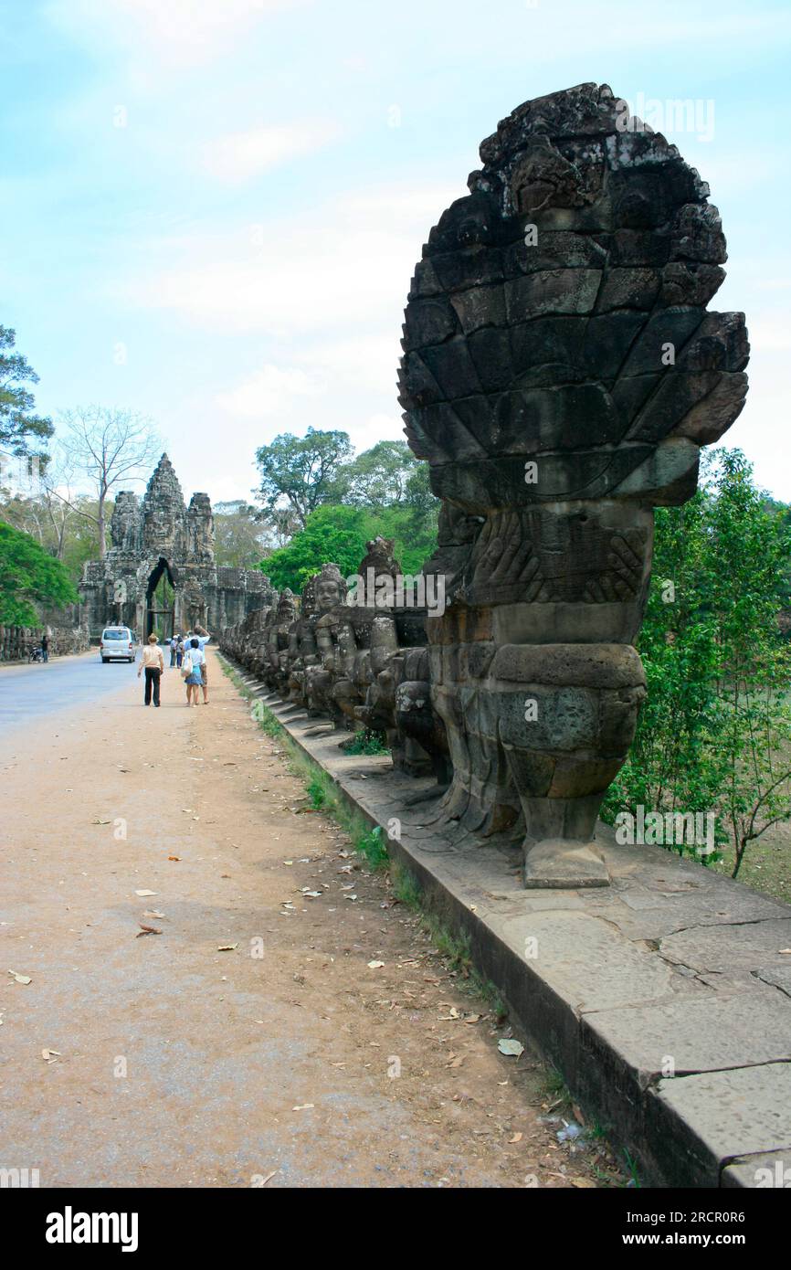 Zugang zu Angkor Thom, Kambodscha. Stockfoto