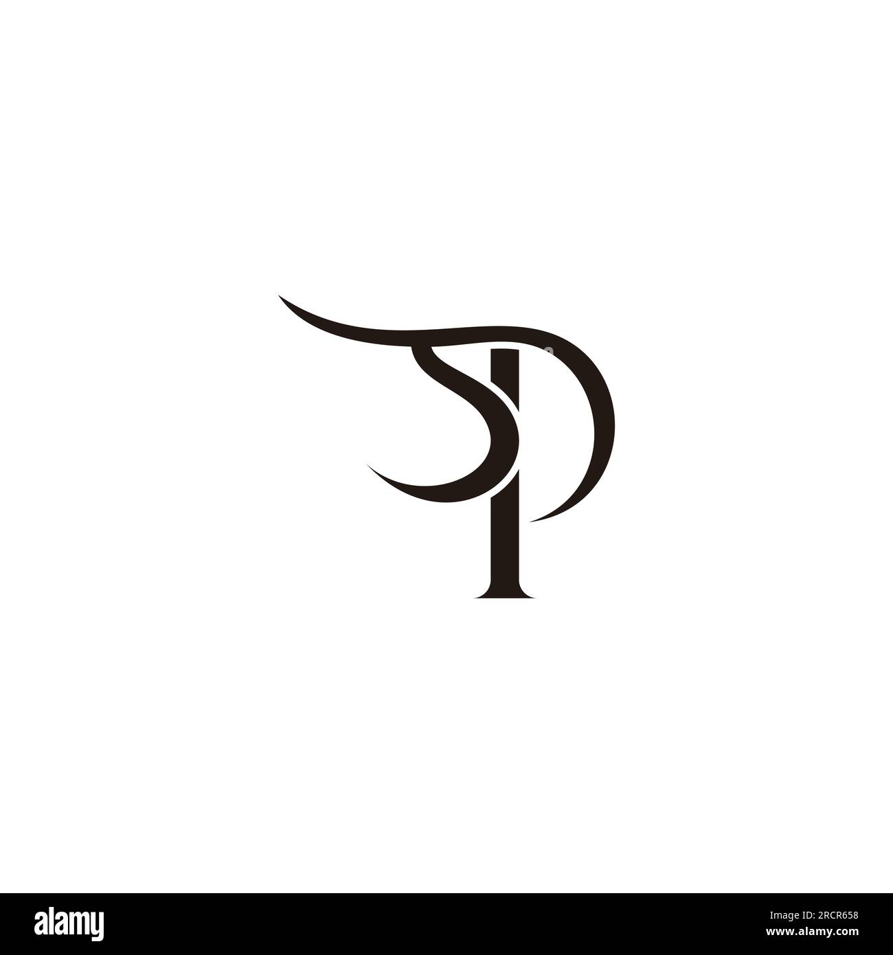Buchstabe sp abstrakte Kurven einfacher Logo-Vektor Stock Vektor
