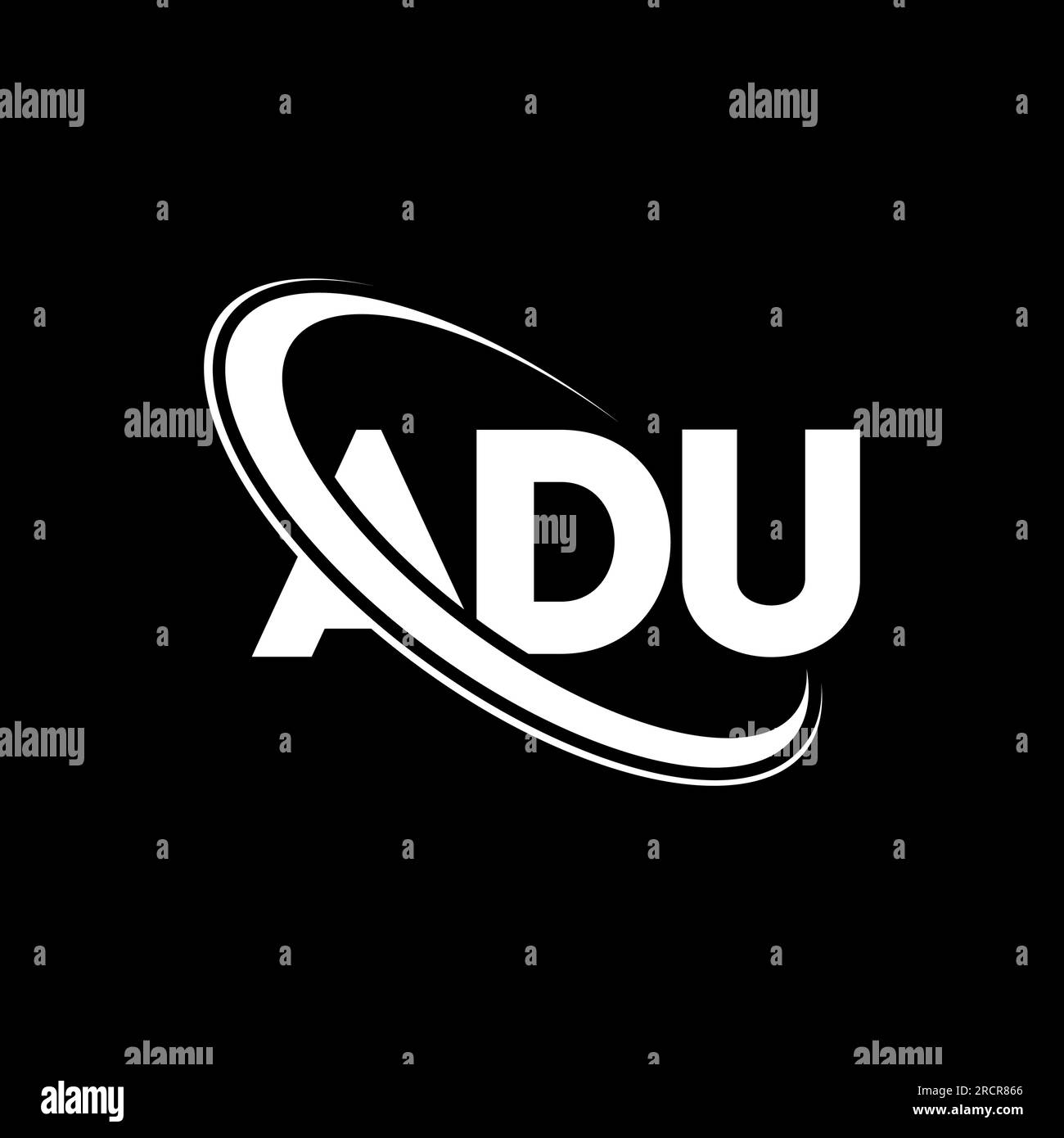 ADU-Logo. ADU-Brief. Logo mit ADU-Buchstaben. Initialen ADU-Logo, verbunden mit Kreis und Monogramm-Logo in Großbuchstaben. ADU-Typografie für Technologie, Geschäfte Stock Vektor