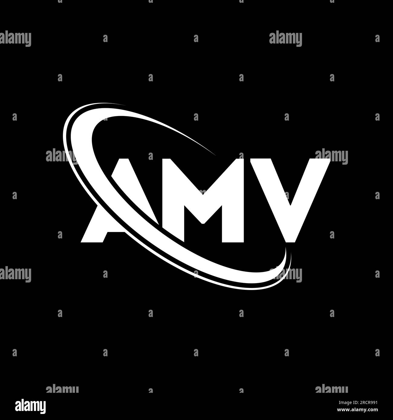 AMV-Logo. AMV-Brief. Logo mit AMV-Buchstaben. Initialen AMV Logo verbunden mit Kreis und Monogramm-Logo in Großbuchstaben. AMV-Typografie für Technologie, Geschäfte Stock Vektor