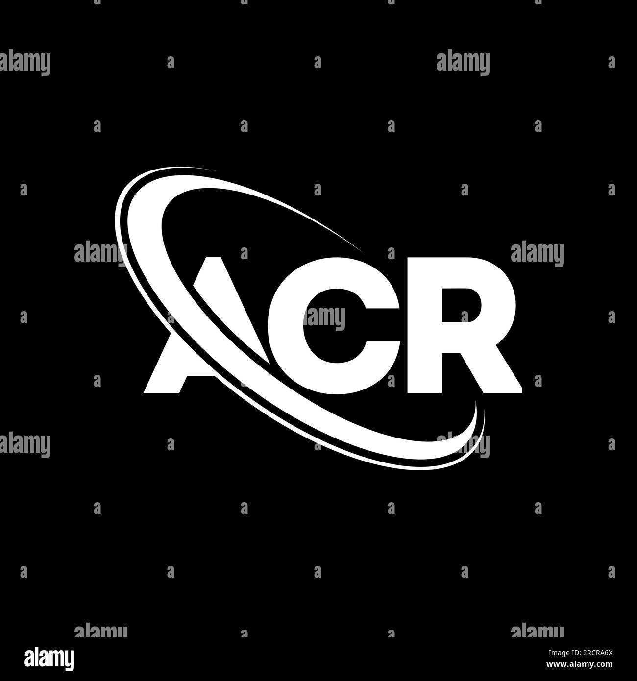 ACR-Logo. ACR-Brief. Logo mit ACR-Buchstaben. Das ACR-Logo der Intials ist mit einem Kreis und einem Monogramm-Logo in Großbuchstaben verbunden. ACR-Typographie für Technologie, Busine Stock Vektor
