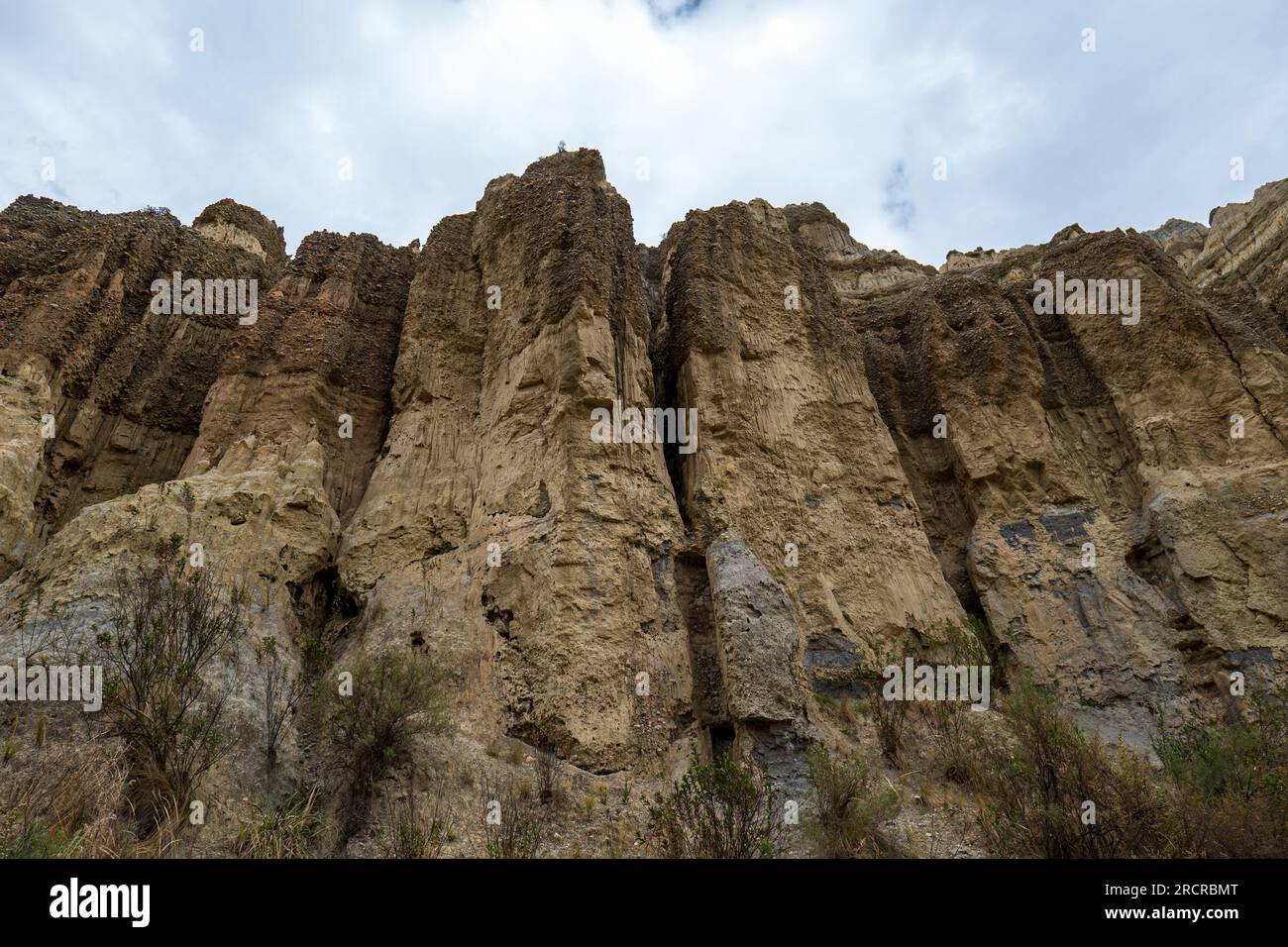 Gelbe Sandsteinklippen in den Bergen von Valle de Las Animas (Spirits' Valley) Stockfoto