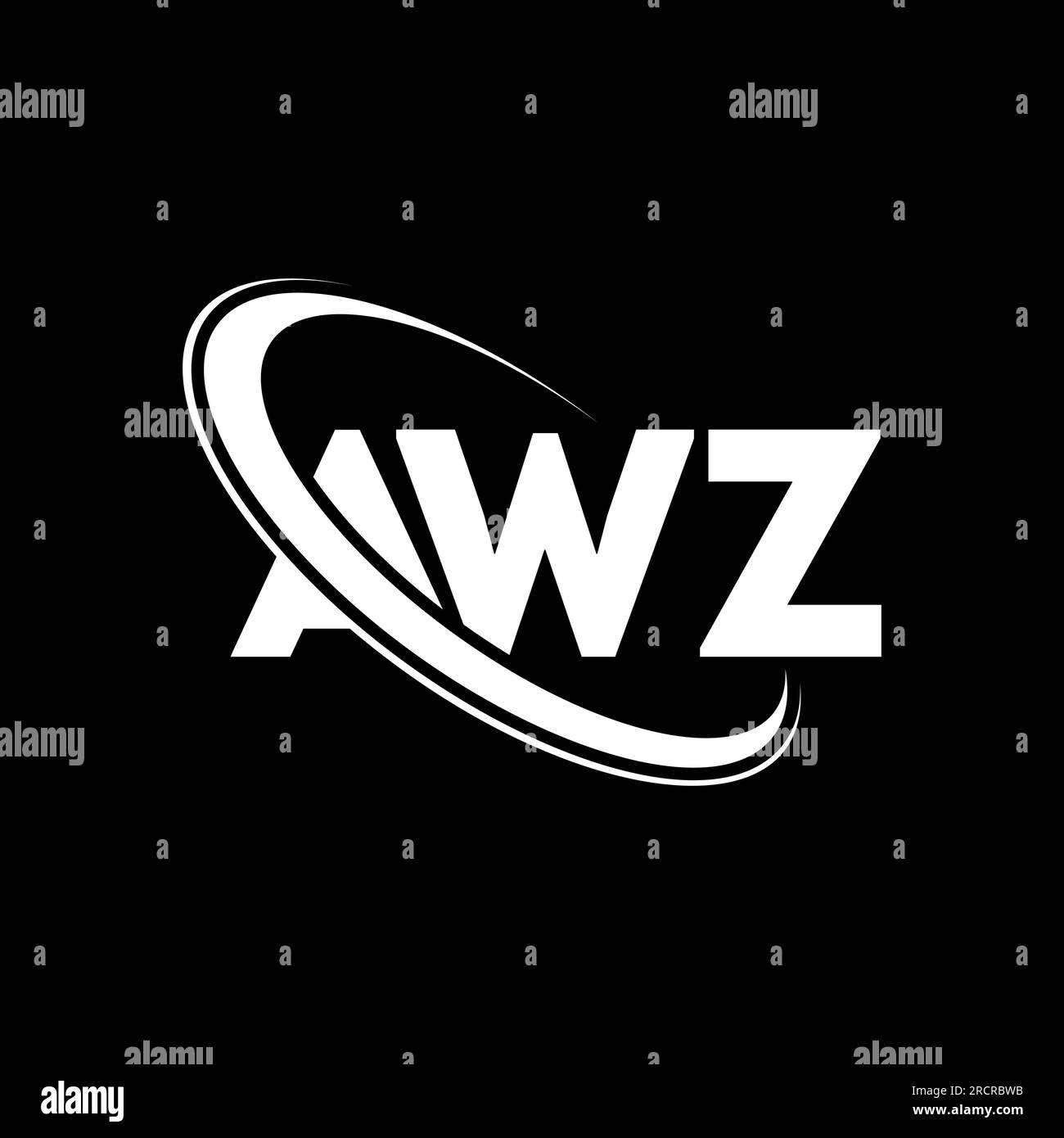 AWZ-Logo. AWZ-Brief. Logo mit AWZ-Buchstaben. Initialen AWZ Logo verbunden mit Kreis und Monogramm-Logo in Großbuchstaben. AWZ-Typografie für Technologie, Geschäfte Stock Vektor