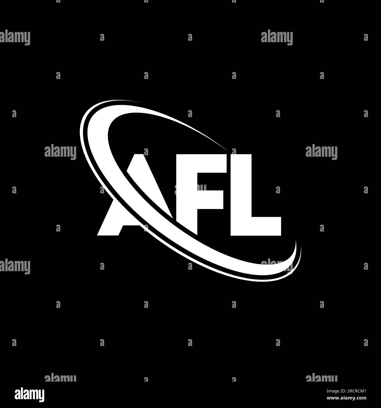 AFL-Logo. AFL-Brief. Logo mit AFL-Buchstaben. Initialen AFL-Logo, verbunden mit einem Kreis und einem Monogramm-Logo in Großbuchstaben. AFL-Typografie für Technologie, Geschäfte Stock Vektor