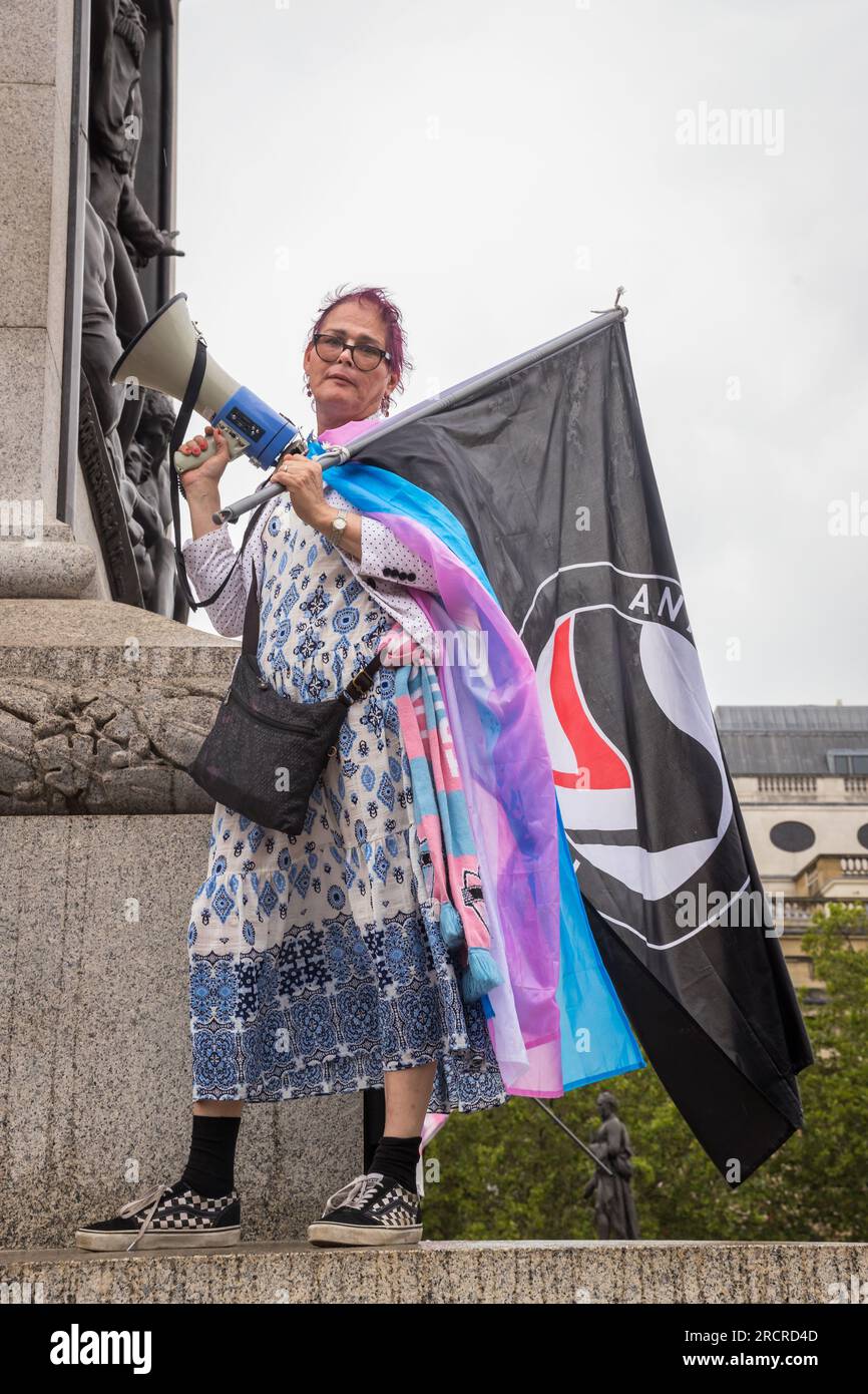 Aktivistin Sarah Jane Baker bei London Trans Pride Stockfoto