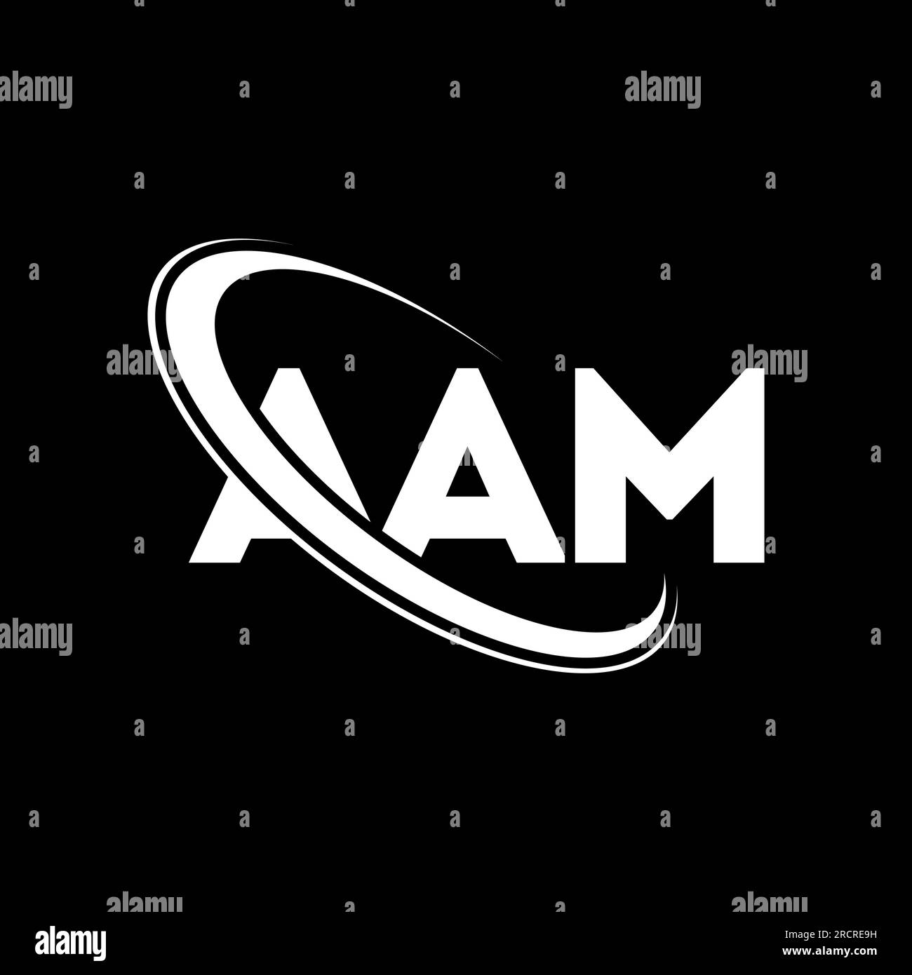 AAM-Logo. AAM-Brief. Logo mit AAM-Buchstaben. Intials AAM-Logo, verbunden mit einem Kreis und einem Monogramm-Logo in Großbuchstaben. AAM-Typografie für Technologie, Busine Stock Vektor