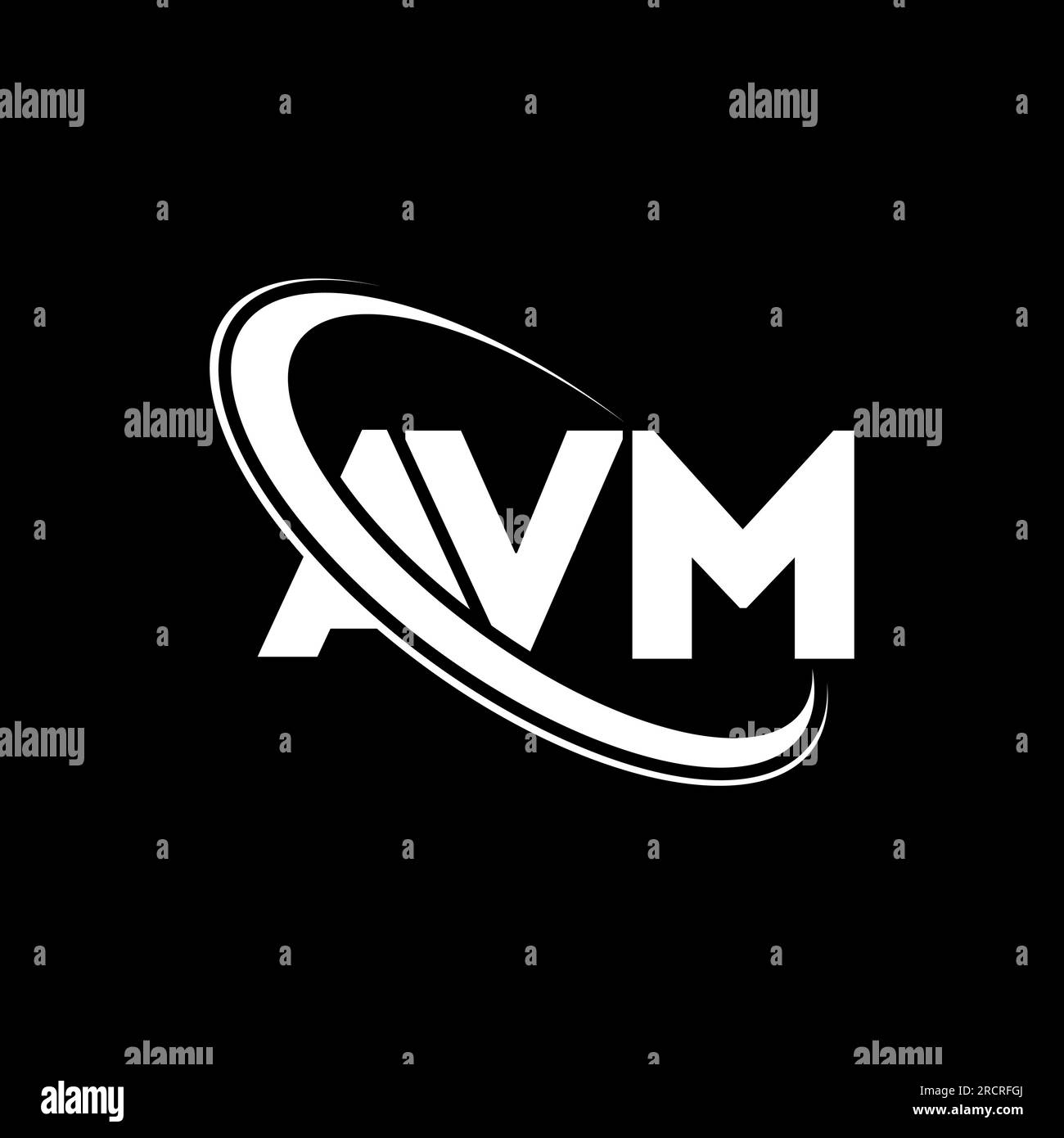AVM-Logo. AVM-Brief. Logo mit AVM-Buchstaben. Initialen AVM-Logo, verbunden mit einem Kreis und einem Monogramm-Logo in Großbuchstaben. AVM-Typografie für Technologie, Unternehmen Stock Vektor