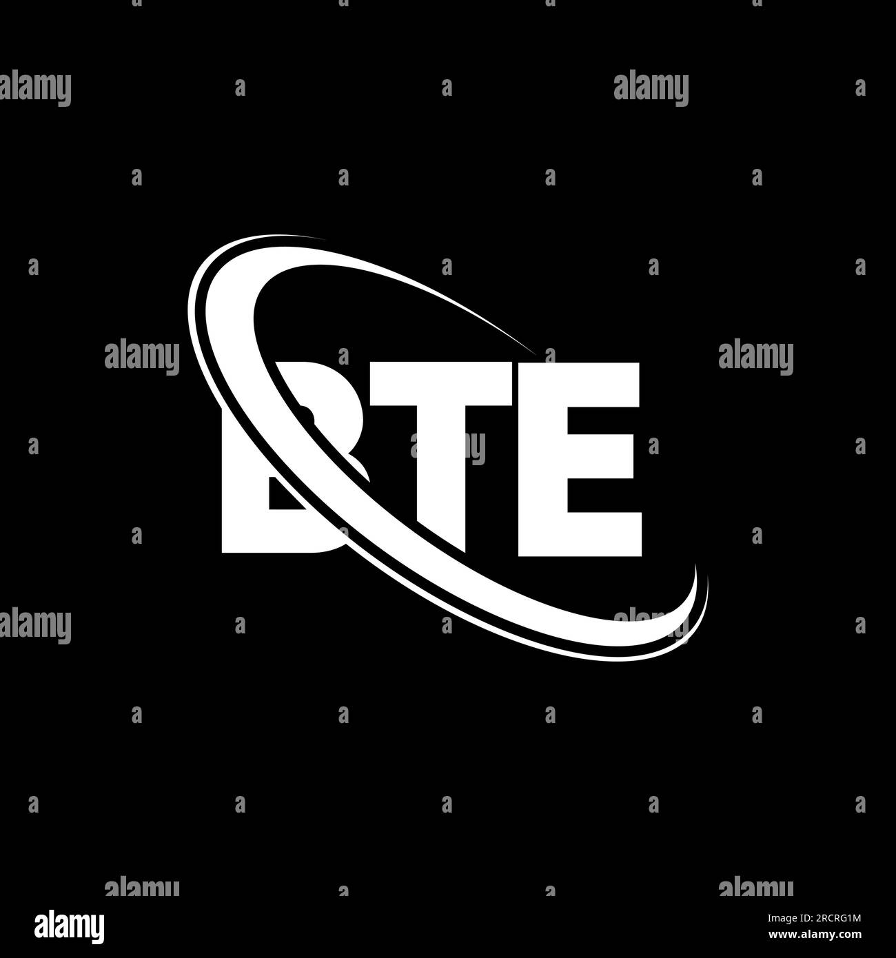 BTE-Logo. BTE-Brief. Logo mit BTE-Buchstaben. Initialen BTE-Logo, verbunden mit einem Kreis und einem Monogramm-Logo in Großbuchstaben. BTE-Typografie für Technologie, Unternehmen Stock Vektor