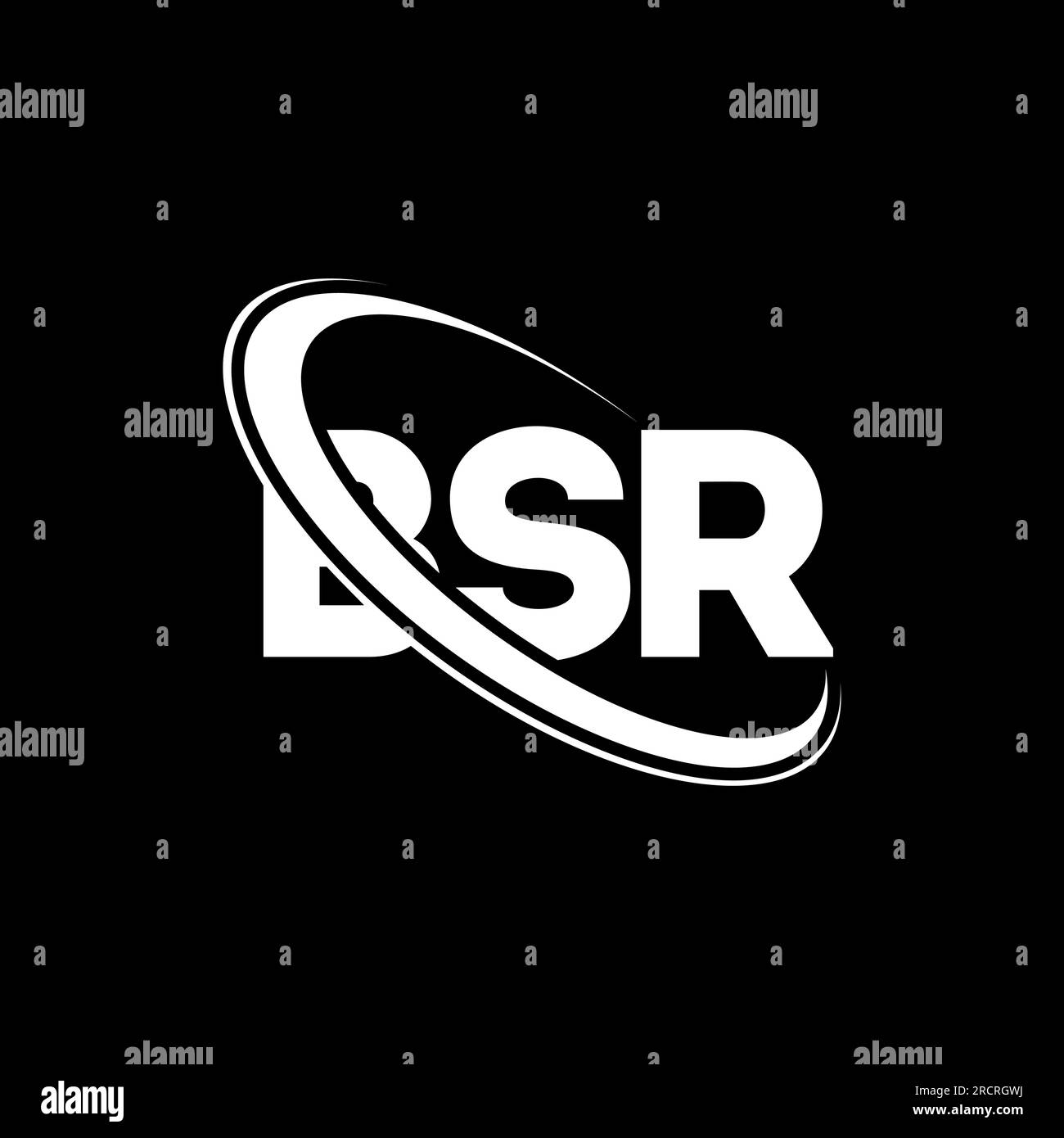 BSR-Logo. BSR-Brief. BSR-Logo. Initialen BSR-Logo, verbunden mit einem Kreis und einem Monogramm-Logo in Großbuchstaben. BSR-Typografie für Technologie, Geschäfte Stock Vektor