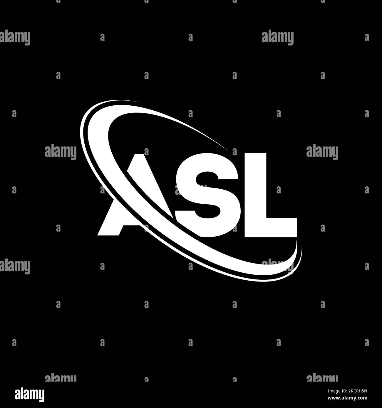 ASL-Logo. ASL-Buchstabe. LOGO MIT ASL-Buchstaben. Initialen ASL-Logo, verbunden mit einem Kreis und einem Monogramm-Logo in Großbuchstaben. ASL-Typographie für Technologie, Unternehmen Stock Vektor