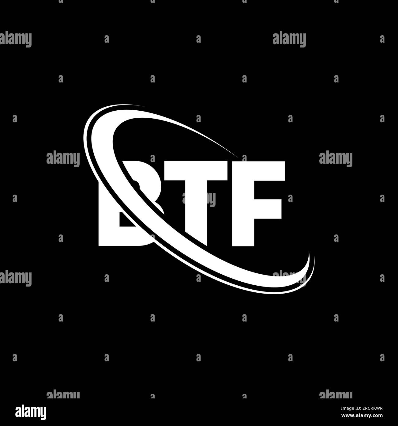 BTF-Logo. BTF-Brief. BTF-Logo. Initialen BTF-Logo verbunden mit Kreis und Monogramm-Logo in Großbuchstaben. BTF-Typografie für Technologie, Unternehmen Stock Vektor