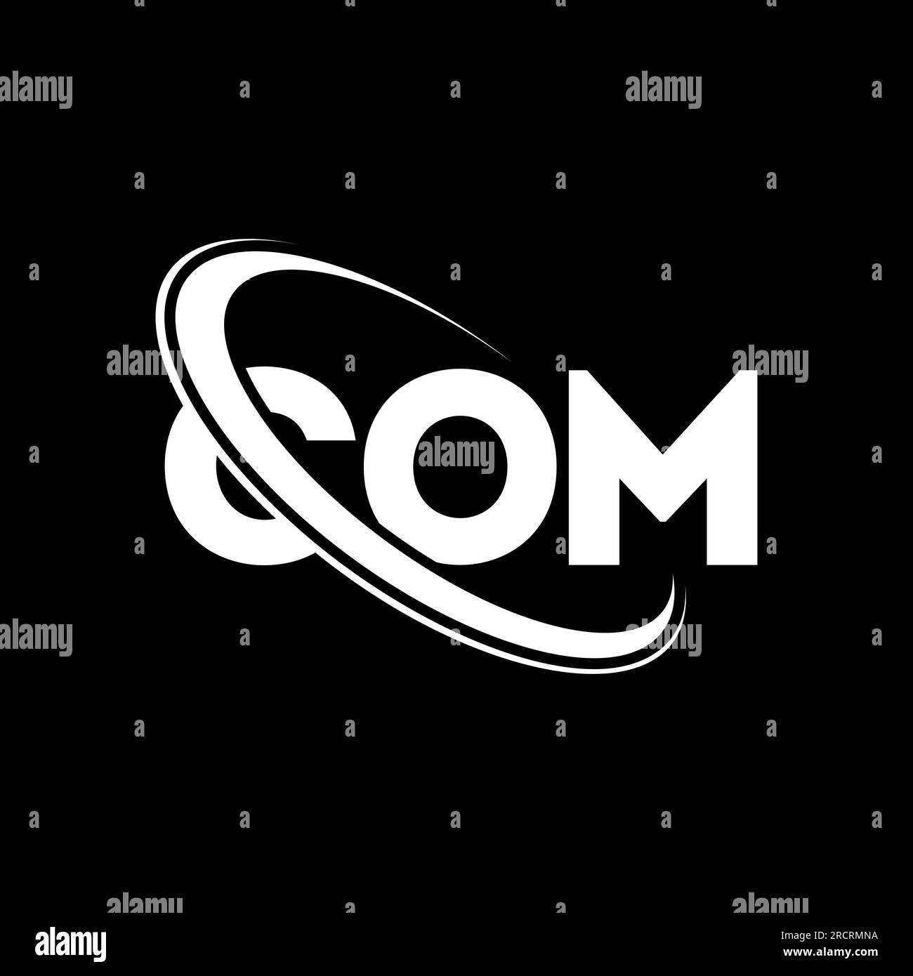 COM-Logo. COM-Brief. Logo des COM-Buchstabens. Initialen COM-Logo verbunden mit Kreis und Monogramm-Logo in Großbuchstaben. COM-Typografie für Technologie, Unternehmen Stock Vektor