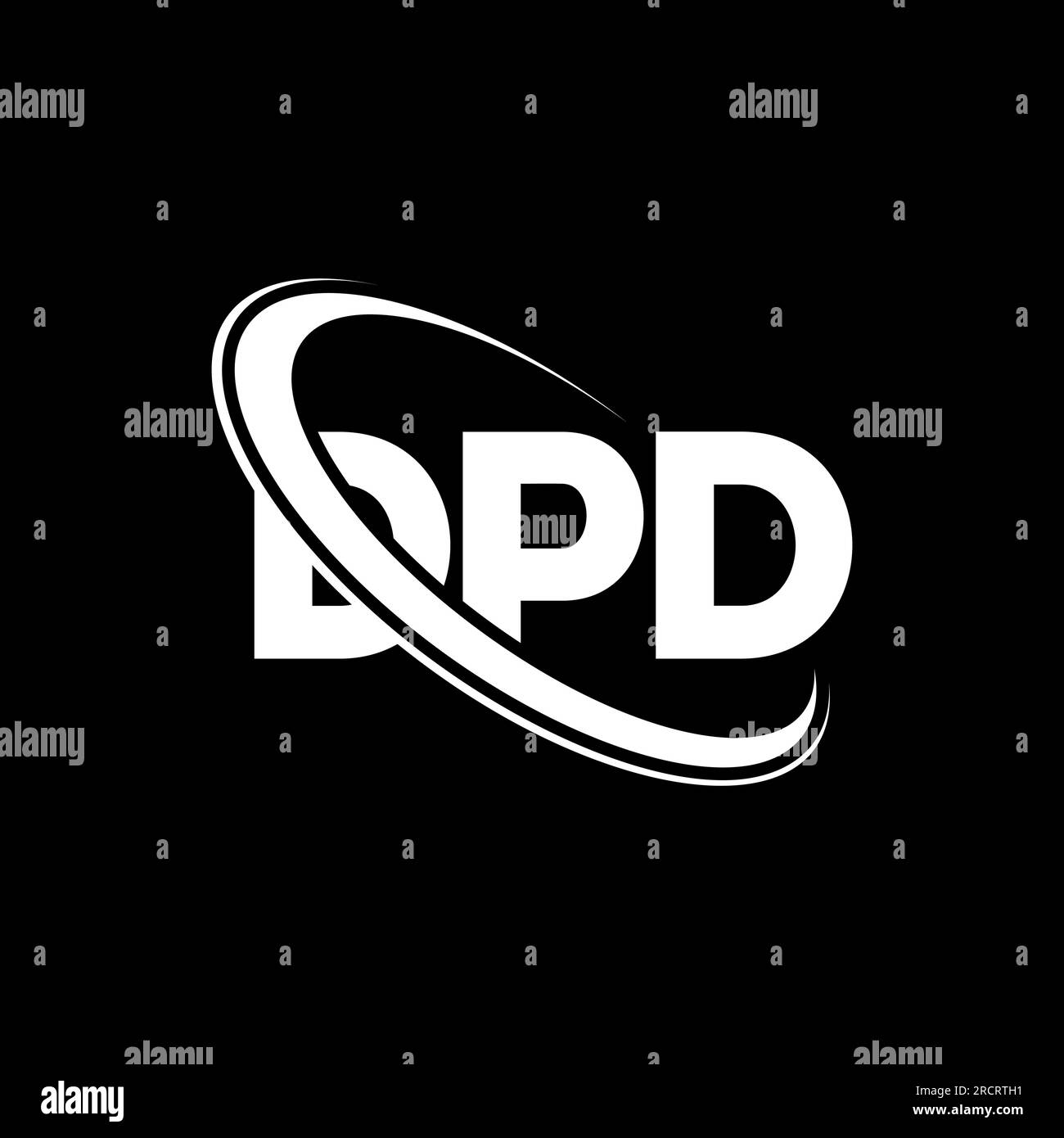 DPD-Logo. DPD-Brief. Logo mit DPD-Buchstaben. Initialen DPD-Logo, verbunden mit einem Kreis und einem Monogramm-Logo in Großbuchstaben. DPD-Typografie für Technologie, Geschäfte Stock Vektor